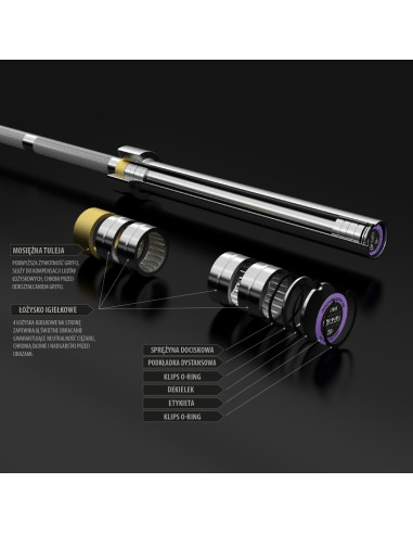 OLYMPISCHE LANGSTANGE 220 CM HMS MIT VERSCHLÜSSEN LOCK JAW BLACK