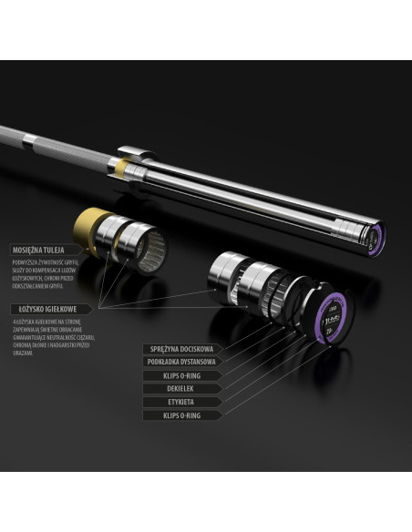 OLYMPISCHE LANGSTANGE 220 CM HMS MIT VERSCHLÜSSEN LOCK JAW BLACK