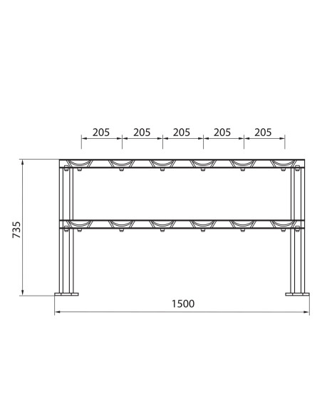 DOPPELREIHIGER HANTELSTÄNDER FÜR 6 PAARE COMMERCIAL HMS