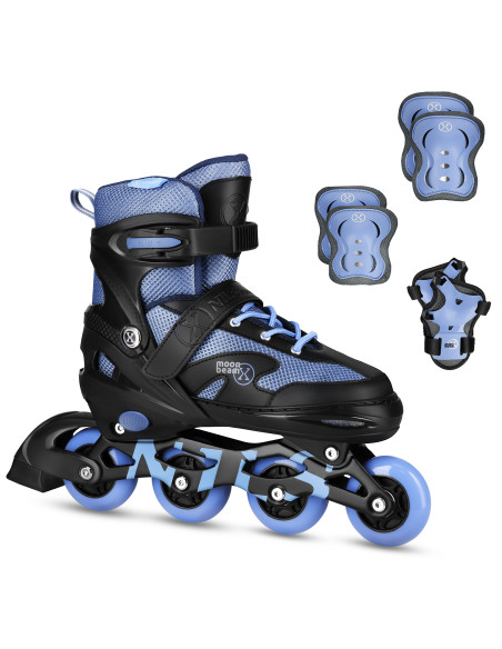 LED-ROLLERBLADE-SET MOONBEAM BLAU GRÖSSE S (31-34) NILS EXTREME