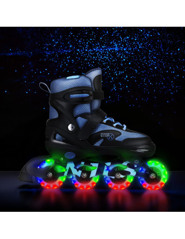 LED-ROLLERBLADE-SET MOONBEAM BLAU GRÖSSE S (31-34) NILS EXTREME