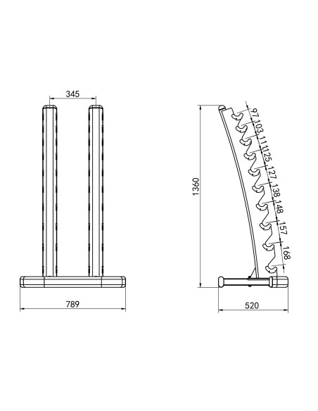 POLYURETHAN-HANTELN HPT 2 X 1–10 KG (110 KG) + STÄNDER STR37 HMS
