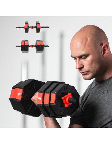 KURZHANTELN-LANGHANTEL ZUSAMMENSETZUNG 15 KG HMS