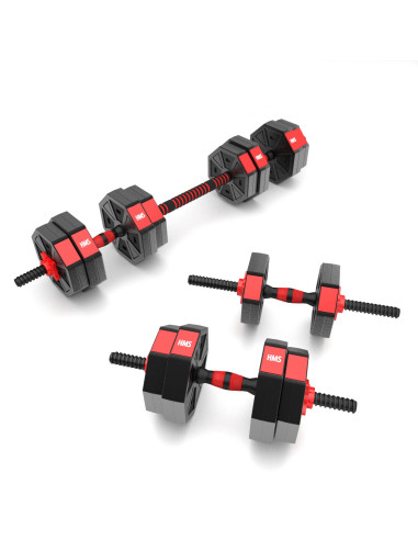 KURZHANTELN-LANGHANTEL ZUSAMMENSETZUNG 15 KG HMS