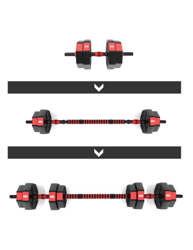 KURZHANTELN-LANGHANTEL ZUSAMMENSETZUNG 15 KG HMS