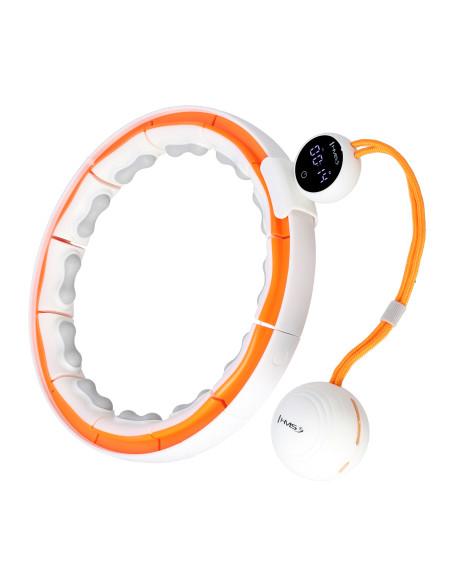 HULA HOOP WEISS/ORANGE MIT MAGNETEN, TPE-NOPPEN, GEWICHT UND ZÄHLER HMS