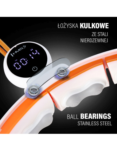 HULA HOOP WEISS/ORANGE MIT MAGNETEN, TPE-NOPPEN, GEWICHT UND ZÄHLER HMS