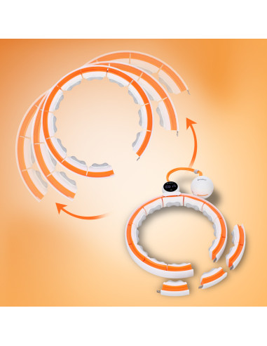 HULA HOOP WEISS/ORANGE MIT MAGNETEN, TPE-NOPPEN, GEWICHT UND ZÄHLER HMS