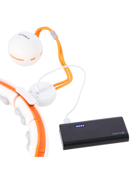 HULA HOOP WEISS/ORANGE MIT MAGNETEN, TPE-NOPPEN, GEWICHT UND ZÄHLER HMS