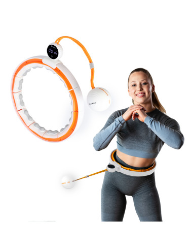 HULA HOOP WEISS/ORANGE MIT MAGNETEN, TPE-NOPPEN, GEWICHT UND ZÄHLER HMS