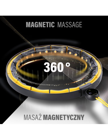HULA HOOP SCHWARZ/GELB MIT MAGNETEN, TPE-NOPPEN, GEWICHT UND ZÄHLER HMS