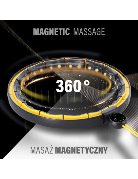 HULA HOOP SCHWARZ/GELB MIT MAGNETEN, TPE-NOPPEN, GEWICHT UND ZÄHLER HMS