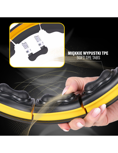 HULA HOOP SCHWARZ/GELB MIT MAGNETEN, TPE-NOPPEN, GEWICHT UND ZÄHLER HMS