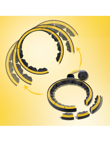 HULA HOOP SCHWARZ/GELB MIT MAGNETEN, TPE-NOPPEN, GEWICHT UND ZÄHLER HMS