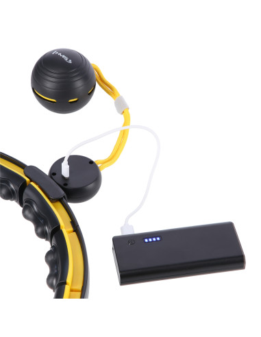 HULA HOOP SCHWARZ/GELB MIT MAGNETEN, TPE-NOPPEN, GEWICHT UND ZÄHLER HMS