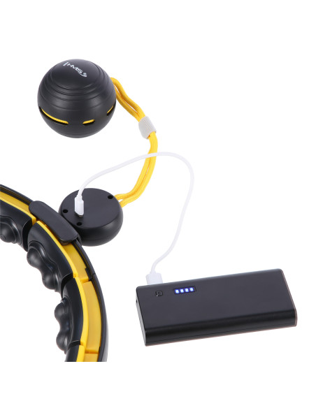 HULA HOOP SCHWARZ/GELB MIT MAGNETEN, TPE-NOPPEN, GEWICHT UND ZÄHLER HMS