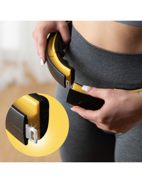 HULA HOOP SCHWARZ/GELB MIT MAGNETEN, TPE-NOPPEN, GEWICHT UND ZÄHLER HMS