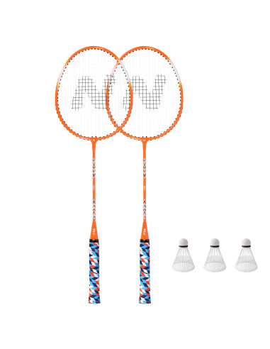 ALUMINIUM / BADMINTON-SET 2 SCHLÄGER + 3 FEDERBÄLLE + TASCHE NILS.