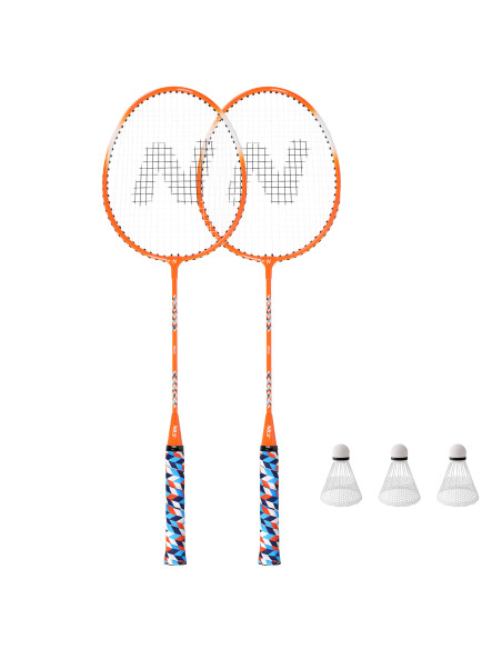 ALUMINIUM / BADMINTON-SET 2 SCHLÄGER + 3 FEDERBÄLLE + TASCHE NILS.
