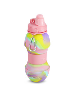 SILIKON-TRINKFLASCHE, ZUSAMMENKLAPPBAR, 700 ML, ROSA, NILS 2