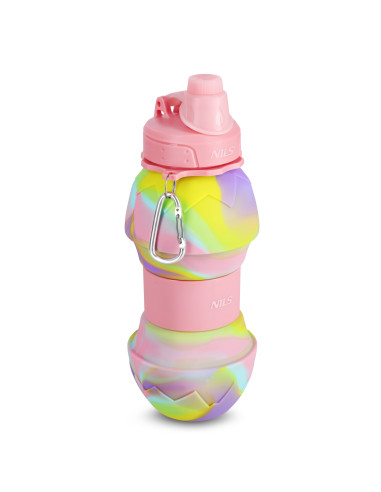 SILIKON-TRINKFLASCHE, ZUSAMMENKLAPPBAR, 700 ML, ROSA, NILS