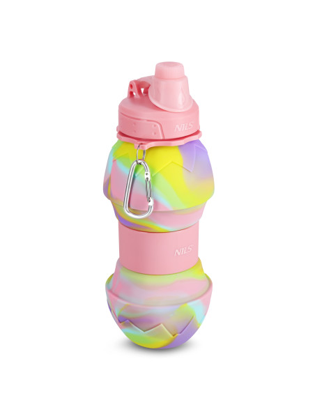 SILIKON-TRINKFLASCHE, ZUSAMMENKLAPPBAR, 700 ML, ROSA, NILS