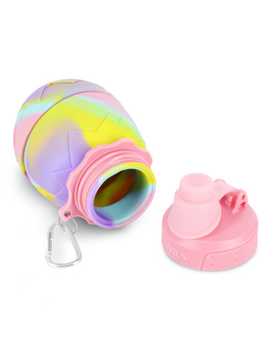 SILIKON-TRINKFLASCHE, ZUSAMMENKLAPPBAR, 700 ML, ROSA, NILS