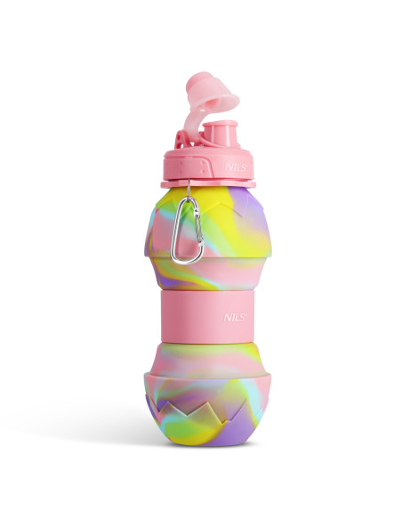 SILIKON-TRINKFLASCHE, ZUSAMMENKLAPPBAR, 700 ML, ROSA, NILS