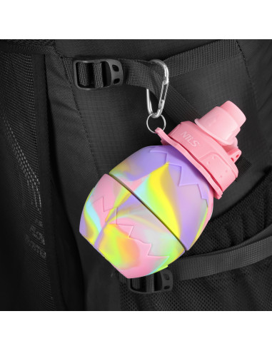SILIKON-TRINKFLASCHE, ZUSAMMENKLAPPBAR, 700 ML, ROSA, NILS