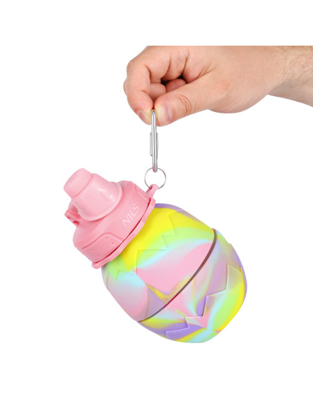 SILIKON-TRINKFLASCHE, ZUSAMMENKLAPPBAR, 700 ML, ROSA, NILS