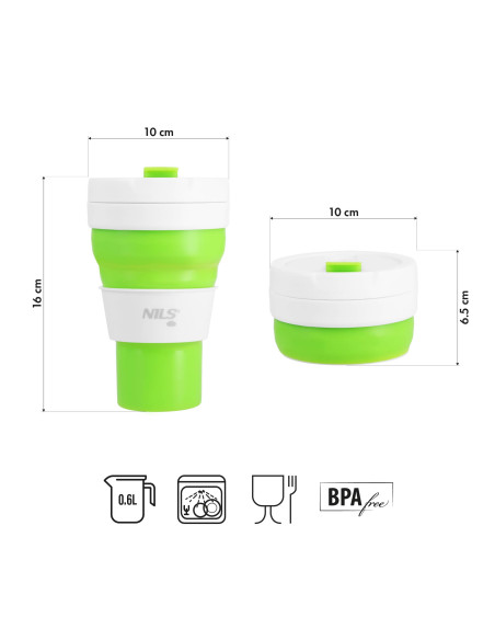 SILIKON-FALTBECHER 600 ML HELLGRÜN NILS CAMP