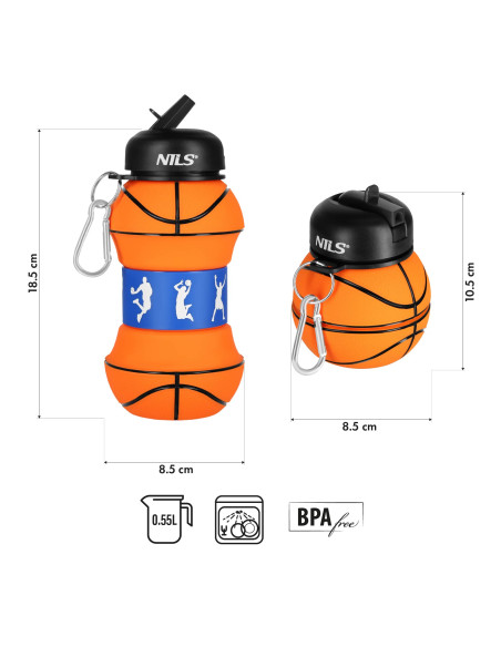 SILIKON-FALTBECHER 550 ML BASKETBALL NILS