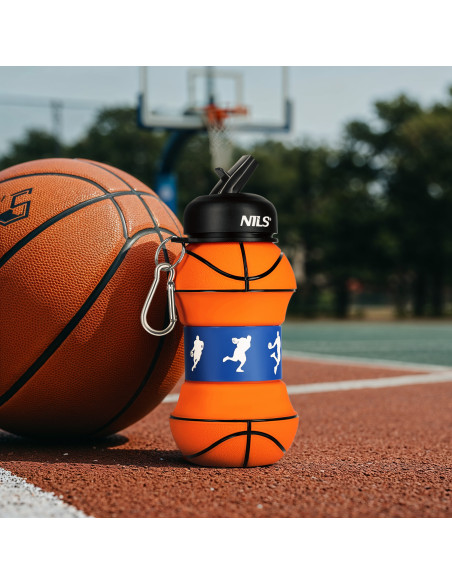 SILIKON-FALTBECHER 550 ML BASKETBALL NILS