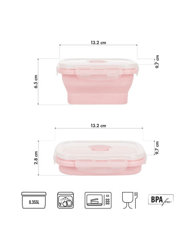 BEHÄLTER/LUNCHBOX FALTBAR ROSA 355 ML NILS CAMP