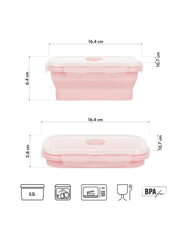 FALTBARE LUNCHBOX PINK 500 ML NILS CAMP