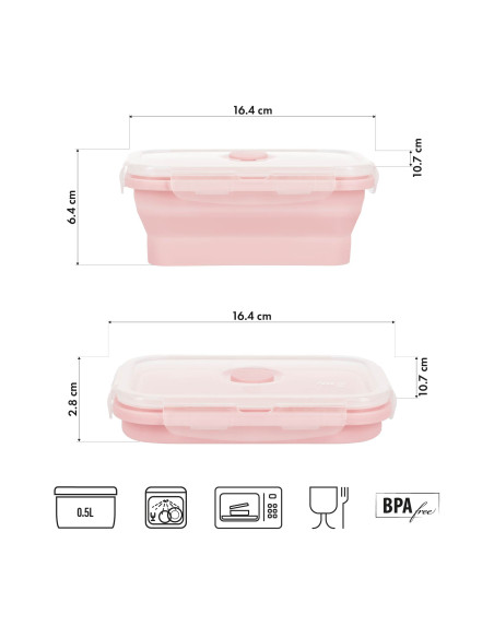 FALTBARE LUNCHBOX PINK 500 ML NILS CAMP