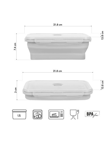 BEHÄLTER/LUNCHBOX FALTBAR GRAU 1200 ML NILS CAMP
