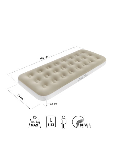 KAMPFMATRATZE 191X73X22 CM BEIGE NILS CAMP