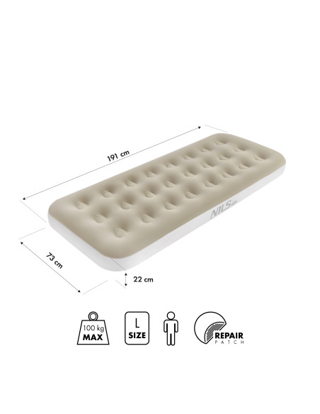 KAMPFMATRATZE 191X73X22 CM BEIGE NILS CAMP