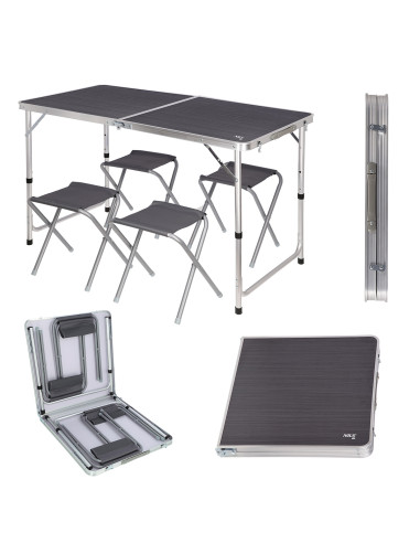 TISCH UND STÜHLE SET DUNKELGRAU NILS CAMP