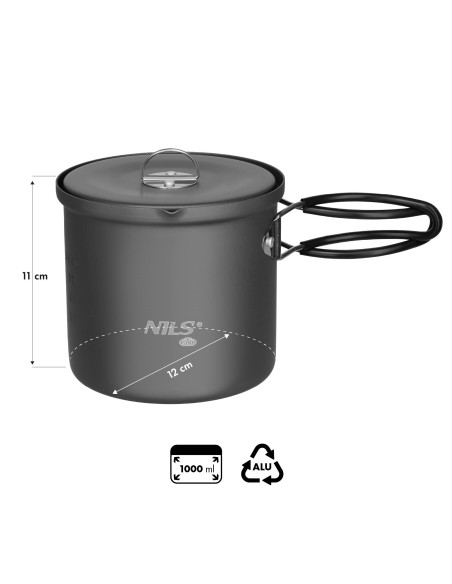 Aluminium-Touring-Topf mit Deckel, 1000 ml, NILS CAMP