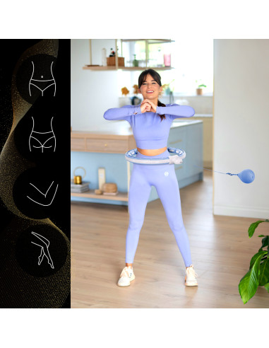 HULA HOOP MAGNETIC BLUE HHM15 WITH WEIGHT + COUNTER HMS + WAIST SUPPORT BR163 BLACK PLUZ SIZE