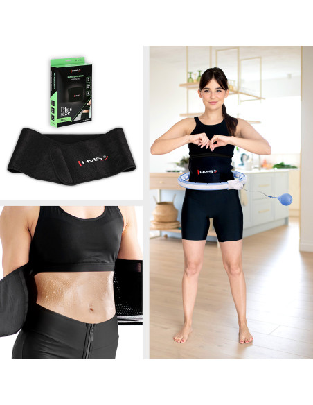 HULA HOOP MAGNETIC BLUE HHM15 WITH WEIGHT + COUNTER HMS + WAIST SUPPORT BR163 BLACK PLUZ SIZE