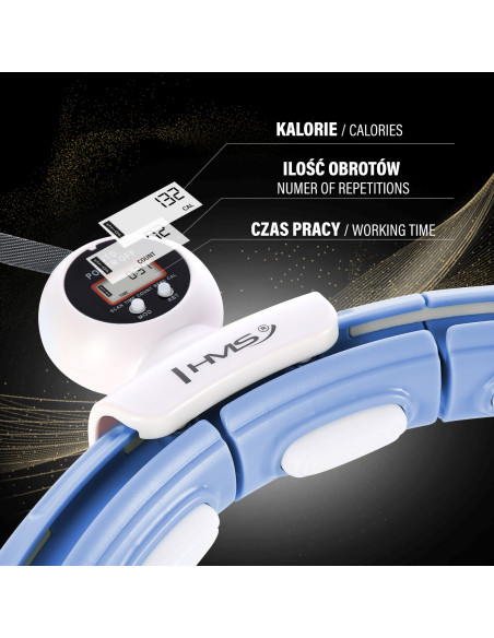 HULA HOOP MAGNETIC BLUE HHM15 WITH WEIGHT + COUNTER HMS + WAIST SUPPORT BR163 BLACK PLUZ SIZE
