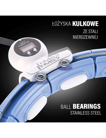 HULA HOOP MAGNETIC BLUE HHM15 WITH WEIGHT + COUNTER HMS + WAIST SUPPORT BR163 BLACK PLUZ SIZE
