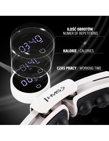 HULA HOOP MAGNETIC WHITE HHM16 WITH WEIGHT + COUNTER HMS + WAIST SUPPORT BR163 BLACK PLUZ SIZE