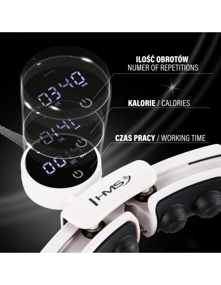 HULA HOOP MAGNETIC WHITE HHM16 WITH WEIGHT + COUNTER HMS + WAIST SUPPORT BR163 BLACK PLUZ SIZE