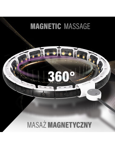 HULA HOOP MAGNETIC WHITE HHM16 WITH WEIGHT + COUNTER HMS + WAIST SUPPORT BR163 BLACK PLUZ SIZE