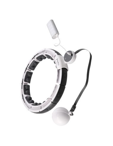 HULA HOOP MAGNETIC WHITE HHM16 WITH WEIGHT + COUNTER HMS + WAIST SUPPORT BR163 BLACK PLUZ SIZE