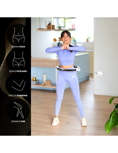 HULA HOOP MAGNETIC WHITE HHM16 WITH WEIGHT + COUNTER HMS + WAIST SUPPORT BR163 BLACK PLUZ SIZE